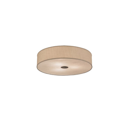 Cilindro 3 Light 36" Wide Semi-Flush Drum Ceiling Fixture with White Burlap Shade - Nickel Finish - GU24 Bulb Base
