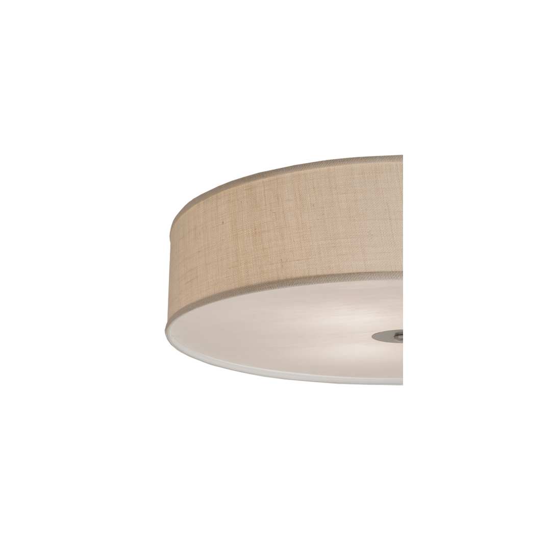 Cilindro 3 Light 36" Wide Semi-Flush Drum Ceiling Fixture with White Burlap Shade - Nickel Finish - GU24 Bulb Base