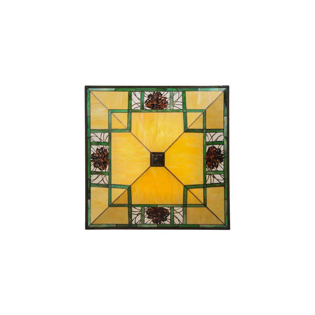 Pinecone Ridge 4 Light 37" Wide Semi-Flush Ceiling Fixture with Art Glass Shade - Oil Rubbed Bronze Finish