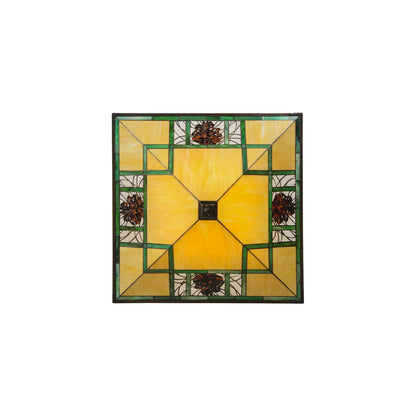 Pinecone Ridge 4 Light 37" Wide Semi-Flush Ceiling Fixture with Art Glass Shade - Oil Rubbed Bronze Finish