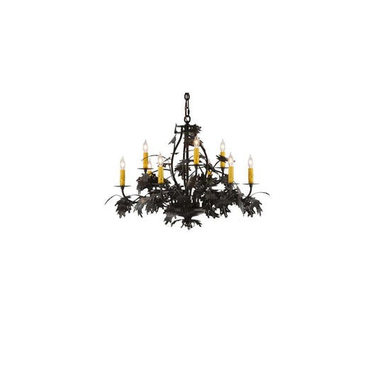 Oak Leaf and Acorn 9 Light 32" Wide Taper Candle Style Chandelier