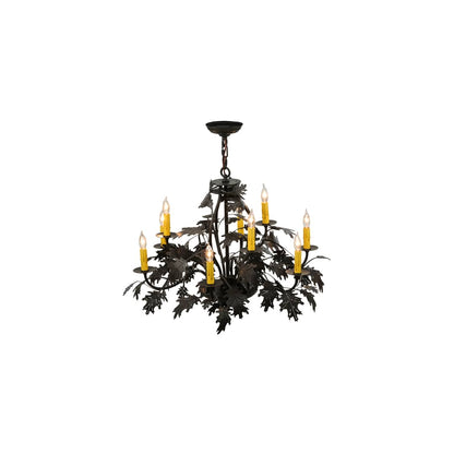 Oak Leaf and Acorn 9 Light 32" Wide Taper Candle Style Chandelier