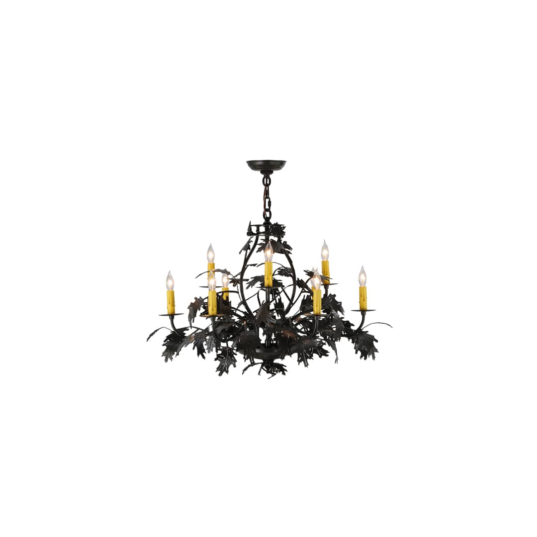 Oak Leaf and Acorn 9 Light 32" Wide Taper Candle Style Chandelier