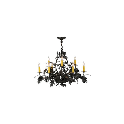Oak Leaf and Acorn 9 Light 32" Wide Taper Candle Style Chandelier
