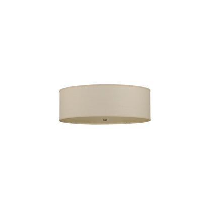 Cilindro 3 Light 36" Wide Semi-Flush Drum Ceiling Fixture with White Burlap Shade - Nickel Finish - GX24q-3 Bulb Base