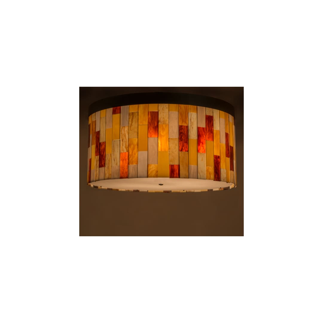 Cilindro Calico 6 Light 24" Tall Flush Mount Drum Ceiling Fixture - Oil Rubbed Bronze Finish