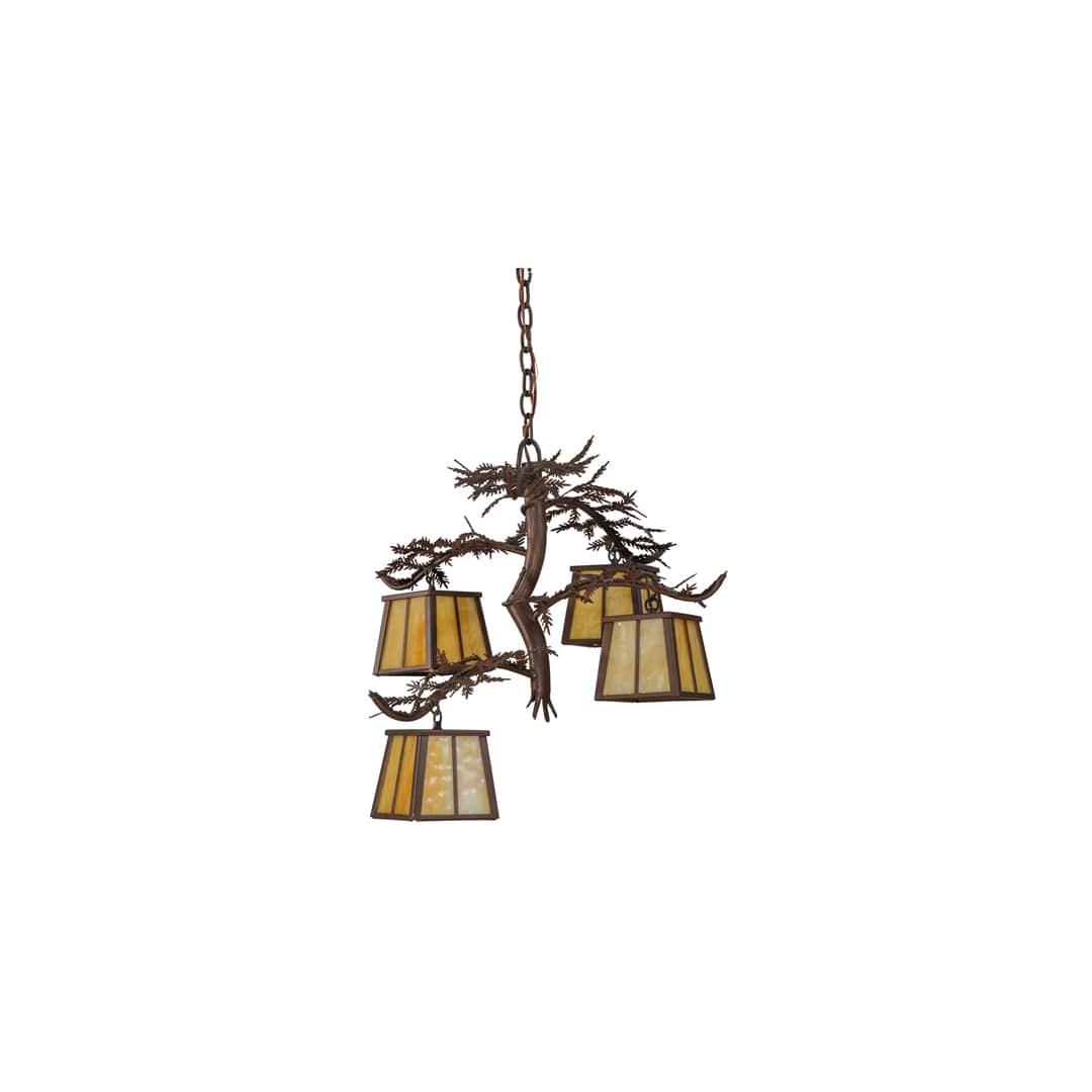 Pine Branch 4 Light 28" Wide Chandelier