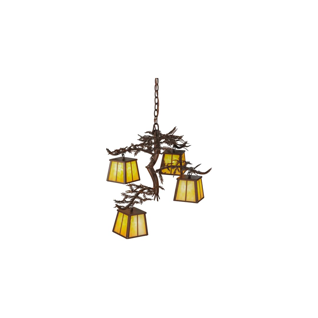 Pine Branch 4 Light 28" Wide Chandelier