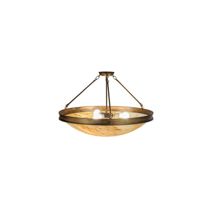 Dionne 3 Light 30" Wide Semi-Flush Bowl Ceiling Fixture - Antique Copper Finish