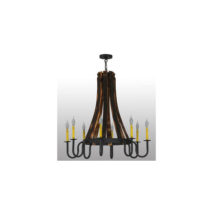 Barrel Stave Madera 8 Light 40" Wide Taper Candle Style Chandelier