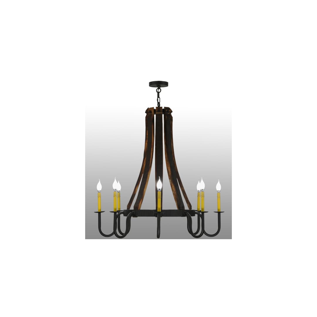 Barrel Stave Madera 8 Light 40" Wide Taper Candle Style Chandelier