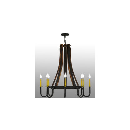 Barrel Stave Madera 8 Light 40" Wide Taper Candle Style Chandelier