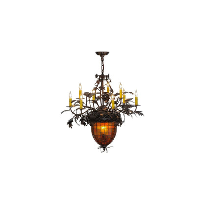 Greenbriar Oak 11 Light 32" Wide Taper Candle Style Chandelier