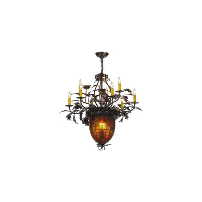 Greenbriar Oak 11 Light 32" Wide Taper Candle Style Chandelier