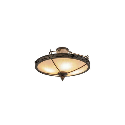 Arabesque 4 Light 28" Wide Semi-Flush Bowl Ceiling Fixture - Copper Rust Finish