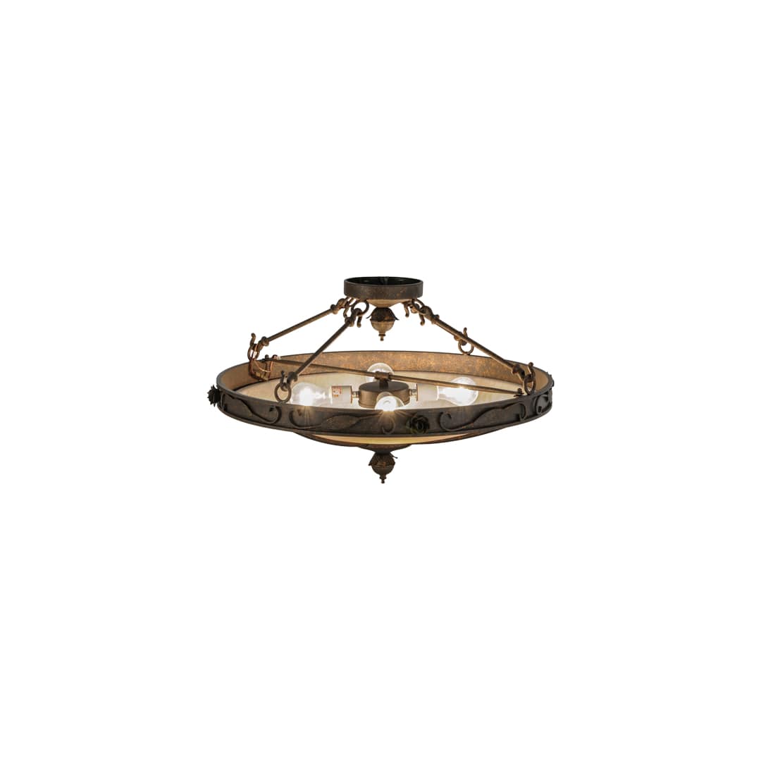 Arabesque 4 Light 28" Wide Semi-Flush Bowl Ceiling Fixture - Copper Rust Finish