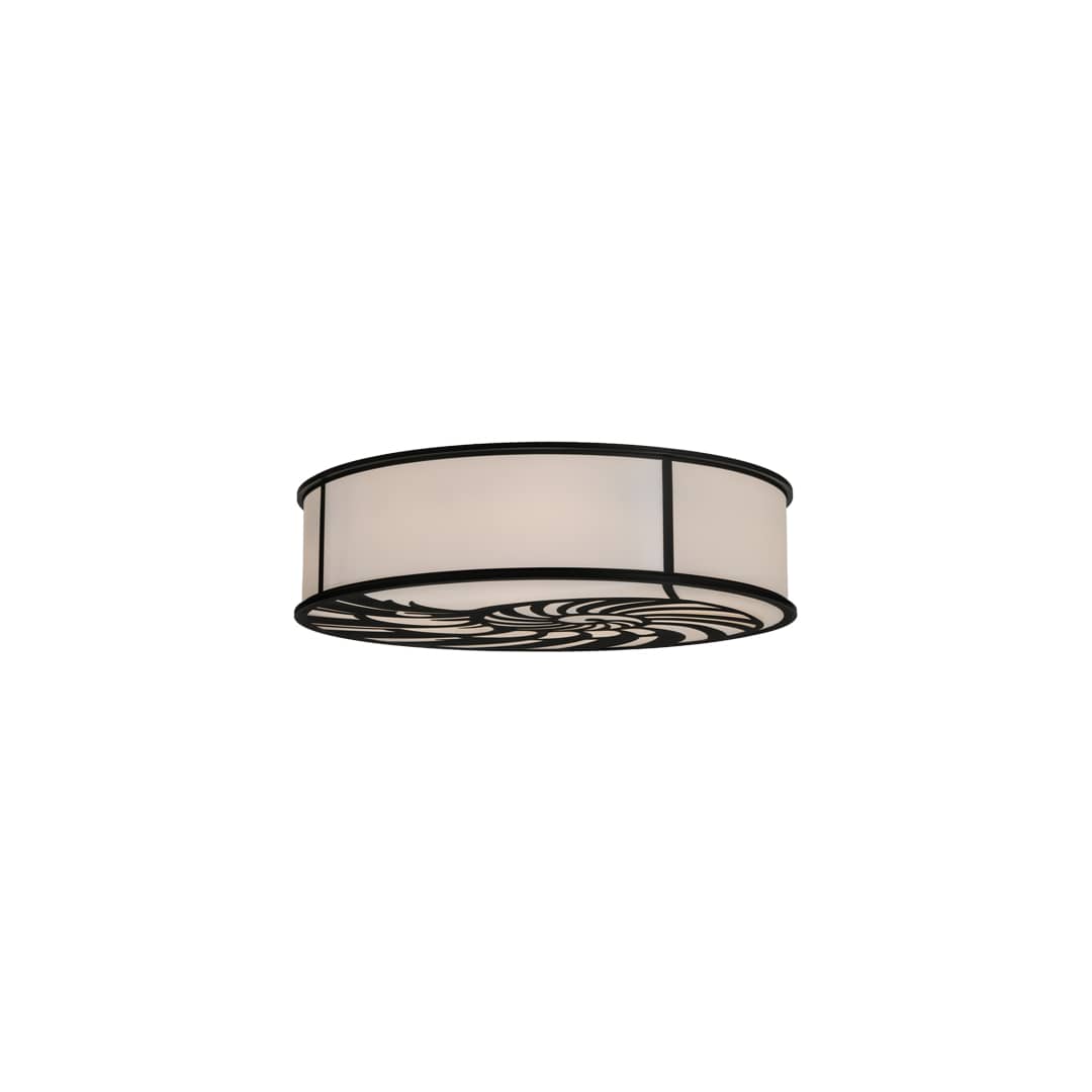 Nautilus 10 Light 60" Wide Flush Mount Drum Ceiling Fixture - Textured Black Finish