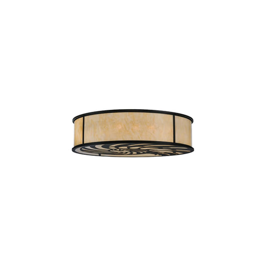 Nautilus 10 Light 60" Wide Flush Mount Drum Ceiling Fixture - Blackwash Finish