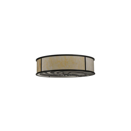 Nautilus 10 Light 60" Wide Flush Mount Drum Ceiling Fixture - Blackwash Finish