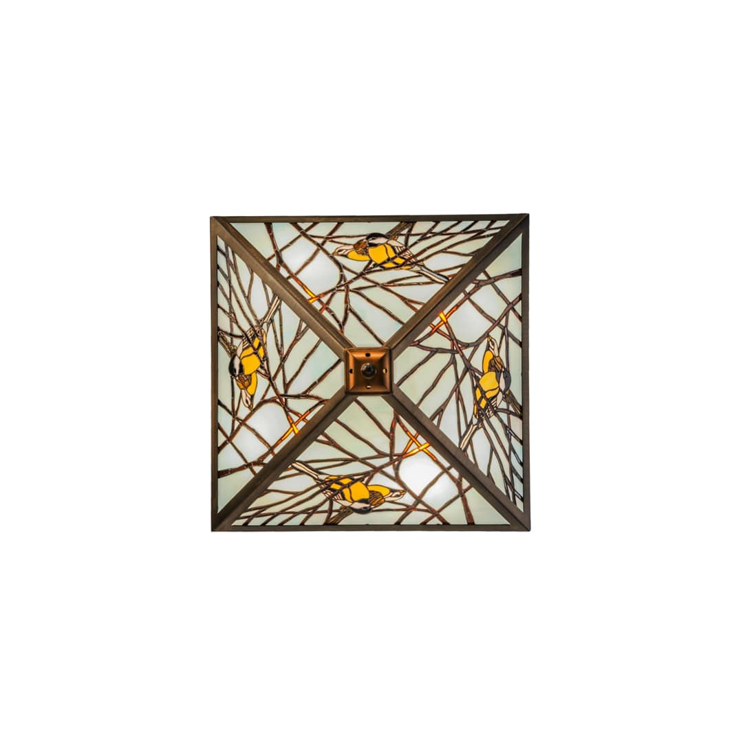 Backyard Friends 4 Light 30" Wide Semi-Flush Ceiling Fixture with Azure Glass Shade - Antique Copper Finish