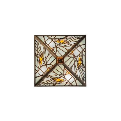 Backyard Friends 4 Light 30" Wide Semi-Flush Ceiling Fixture with Azure Glass Shade - Antique Copper Finish