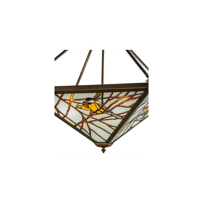 Backyard Friends 4 Light 30" Wide Semi-Flush Ceiling Fixture with Azure Glass Shade - Antique Copper Finish