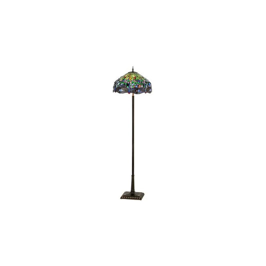 Tiffany Hanginghead Dragonfly 4 Light 37" Tall Buffet Floor Lamp