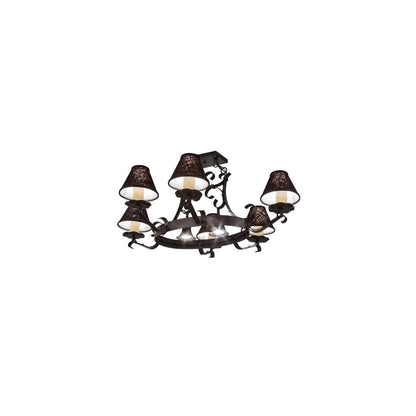 Long Hand forged 6 Light 34" Wide Chandelier