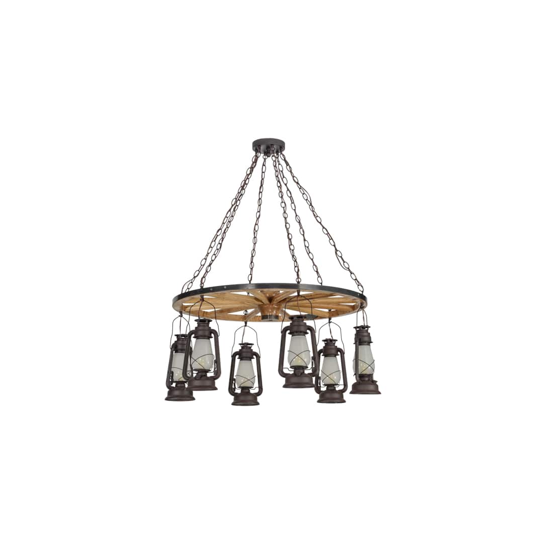 Miners Lantern 6 Light 40" Wide Lantern Chandelier