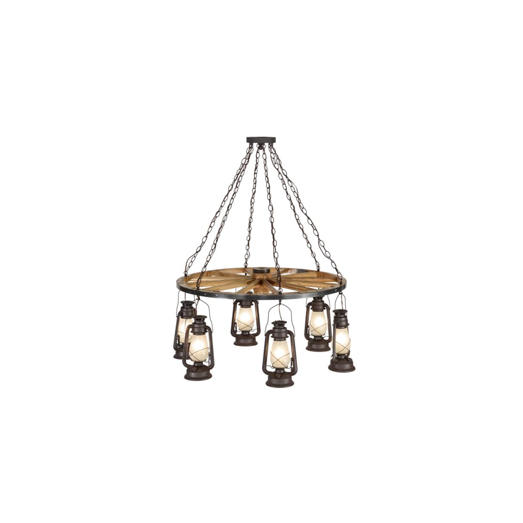 Miners Lantern 6 Light 40" Wide Lantern Chandelier