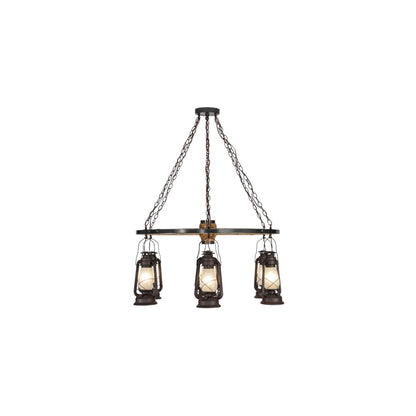 Miners Lantern 6 Light 40" Wide Lantern Chandelier