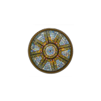 Fleur-de-lis 8 Light 45" Wide Semi-Flush Stained Art Glass Bowl Ceiling Fixture - Copper Vein Finish
