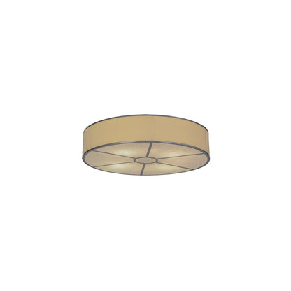 Cilindro 8 Light 48" Wide Flush Mount Drum Ceiling Fixture with Natural Beige Shade - Nickel Finish
