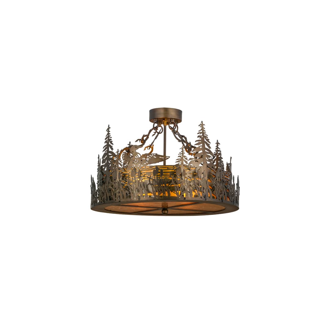 Loon 4 Light 22" Wide Semi-Flush Drum Ceiling Fixture