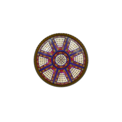 Fleur-de-lis 8 Light 45" Wide Semi-Flush Colorful Stained Glass Bowl Ceiling Fixture - Copper Vein Finish