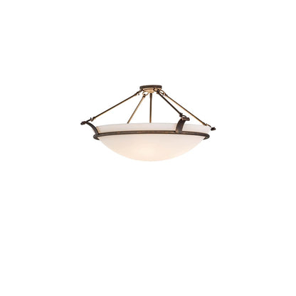 Almeria 4 Light 32" Wide Semi-Flush Bowl Ceiling Fixture with Statuario Idalight Shade - Gilded Tobacco Finish