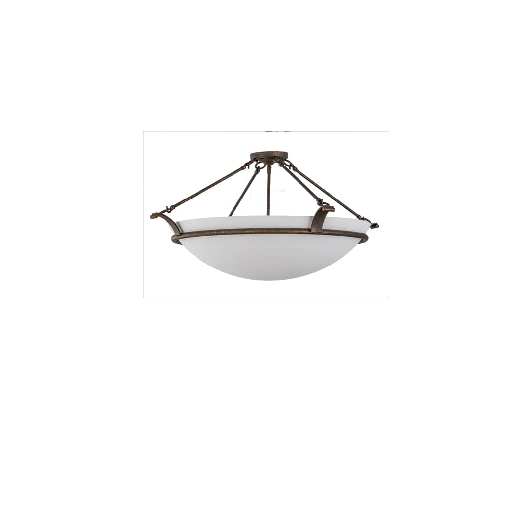Almeria 4 Light 32" Wide Semi-Flush Bowl Ceiling Fixture with Statuario Idalight Shade - Gilded Tobacco Finish