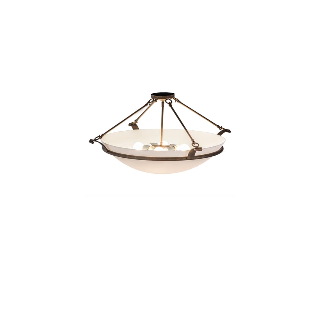 Almeria 4 Light 32" Wide Semi-Flush Bowl Ceiling Fixture with Statuario Idalight Shade - Gilded Tobacco Finish