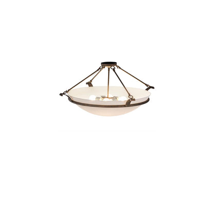 Almeria 4 Light 32" Wide Semi-Flush Bowl Ceiling Fixture with Statuario Idalight Shade - Gilded Tobacco Finish