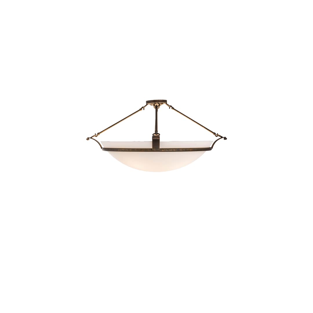 Almeria 4 Light 32" Wide Semi-Flush Bowl Ceiling Fixture with Statuario Idalight Shade - Gilded Tobacco Finish