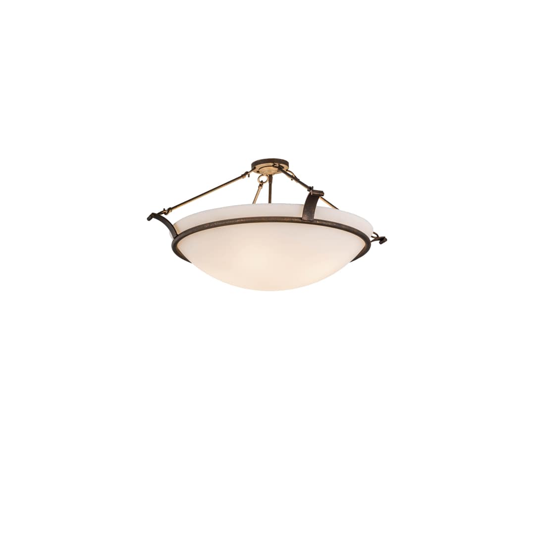 Almeria 4 Light 32" Wide Semi-Flush Bowl Ceiling Fixture with Statuario Idalight Shade - Gilded Tobacco Finish