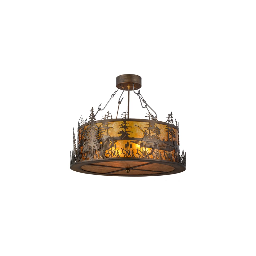 Bass and Fisherman 4 Light 26" Wide Semi-Flush Drum Ceiling Fixture