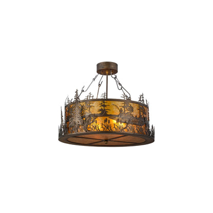 Bass and Fisherman 4 Light 26" Wide Semi-Flush Drum Ceiling Fixture