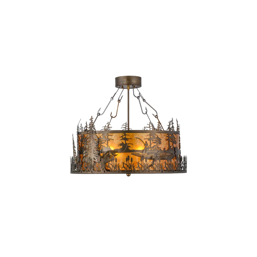 Bass and Fisherman 4 Light 26" Wide Semi-Flush Drum Ceiling Fixture