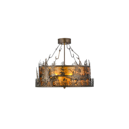 Bass and Fisherman 4 Light 26" Wide Semi-Flush Drum Ceiling Fixture