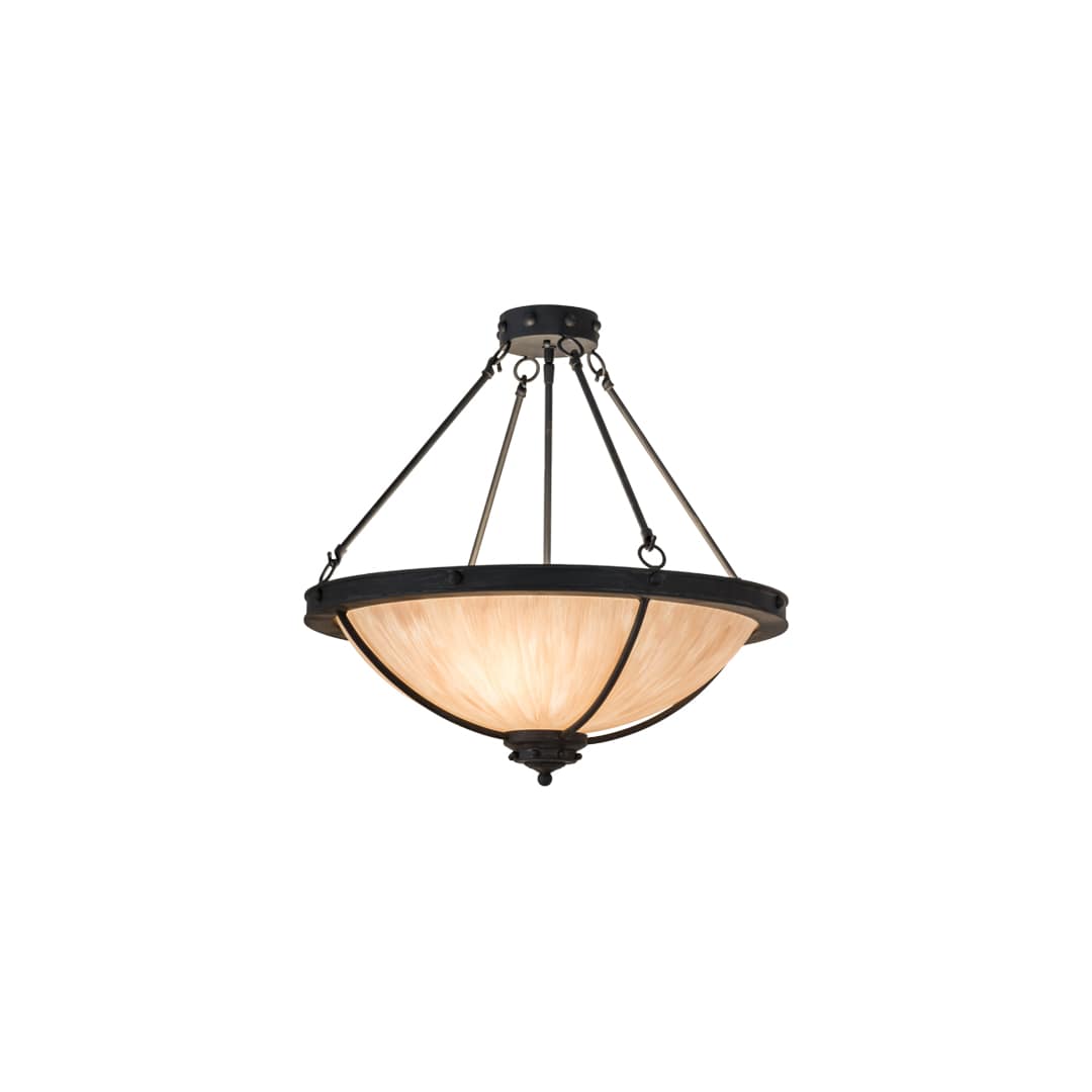 Freya 3 Light 24" Wide Semi-Flush Bowl Ceiling Fixture - Costello Black Finish