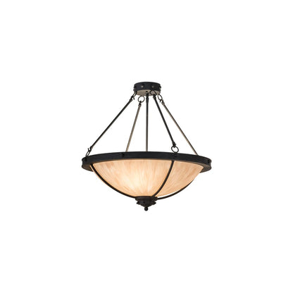 Freya 3 Light 24" Wide Semi-Flush Bowl Ceiling Fixture - Costello Black Finish