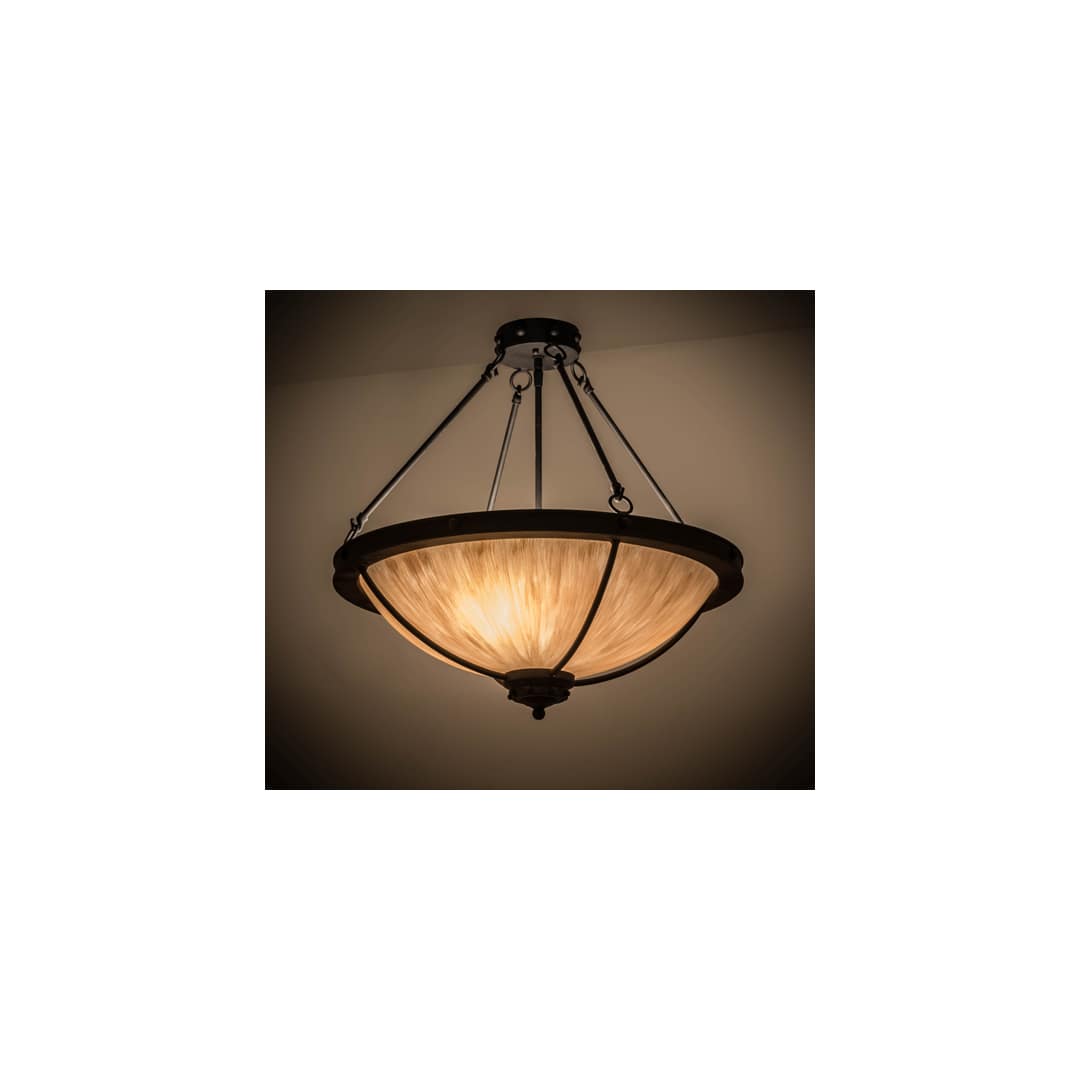 Freya 3 Light 24" Wide Semi-Flush Bowl Ceiling Fixture - Costello Black Finish