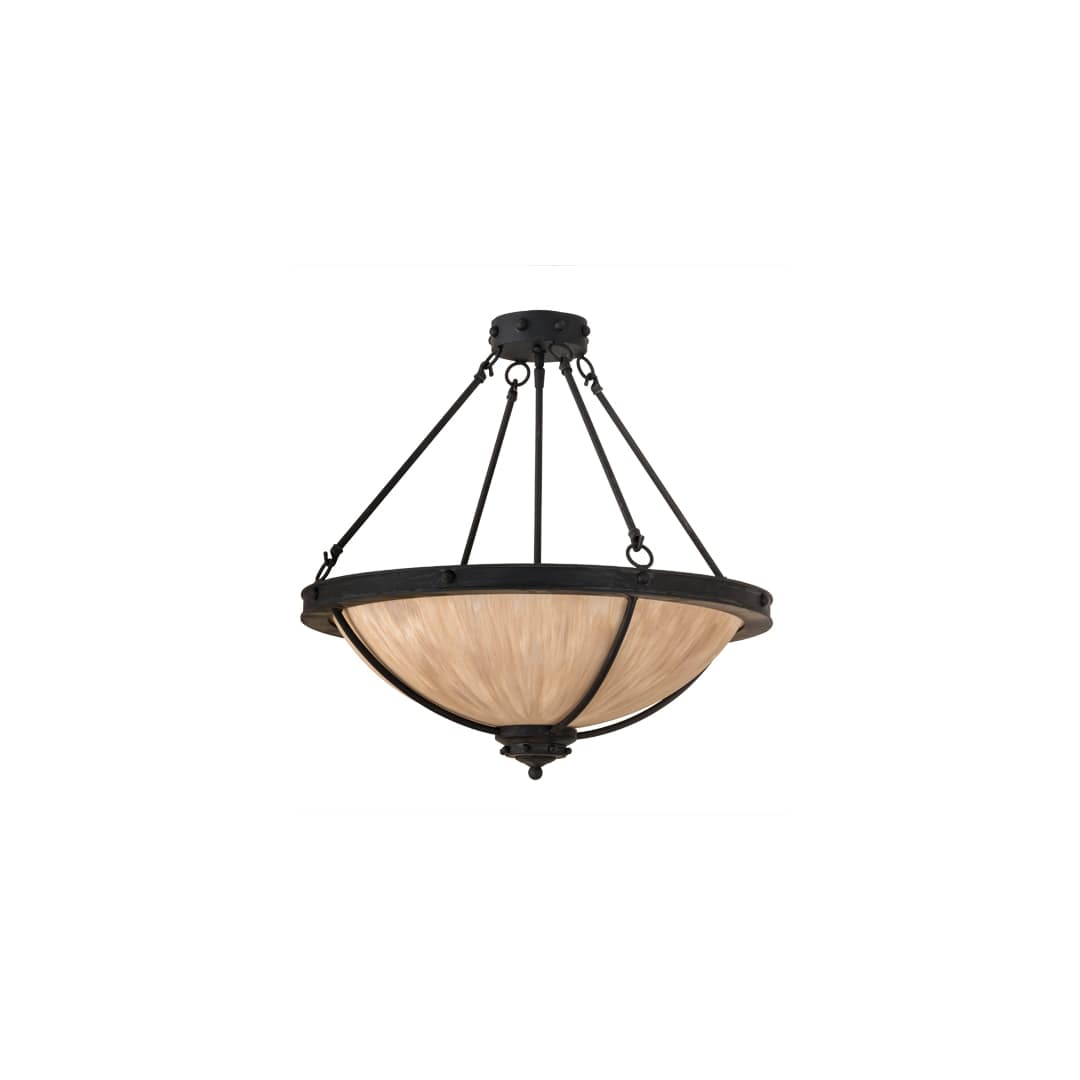 Freya 3 Light 24" Wide Semi-Flush Bowl Ceiling Fixture - Costello Black Finish