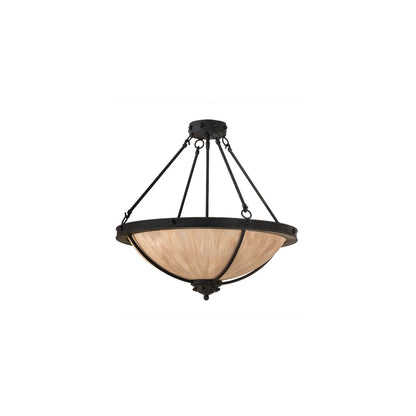 Freya 3 Light 24" Wide Semi-Flush Bowl Ceiling Fixture - Costello Black Finish